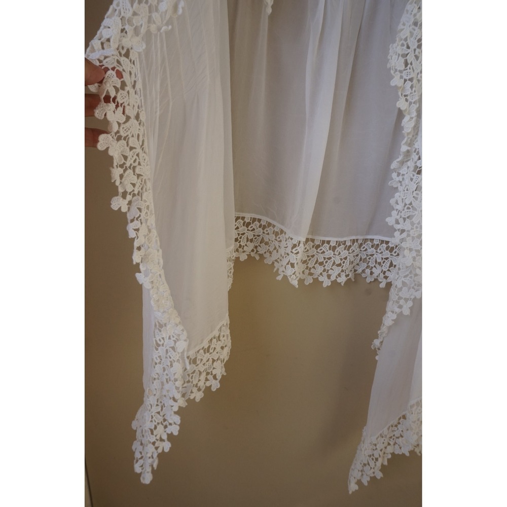Johnny Was long duster crochet lace trim Pintuck Boho Festival Layering Vest L - Picture 3 of 12